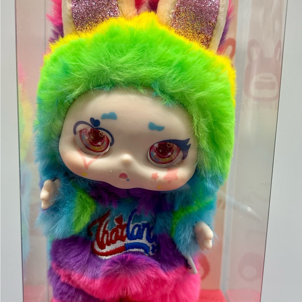 Kimmon Thailand Plush Doll with Rainbow Outfit and Glitter Ears